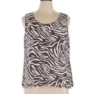 Chico's 100% Linen Zebra Striped Tank Top Brown White Animal‎ Print Size 3